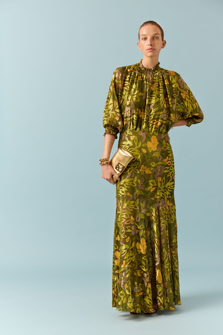 VESTIDO LARGO DEVORE ESTAMPADO