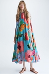 GOUACHE PRINT TWILL MIDI DRESS