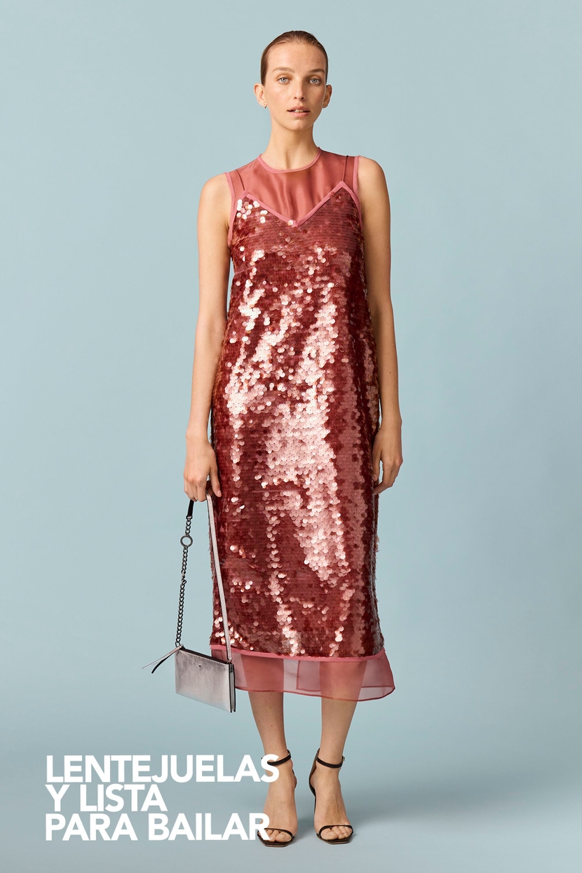 Sequinned silk organza straight-fit dress