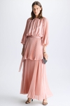 Pleated chiffon A-line dress