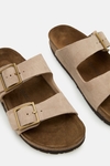 Suede flat slides