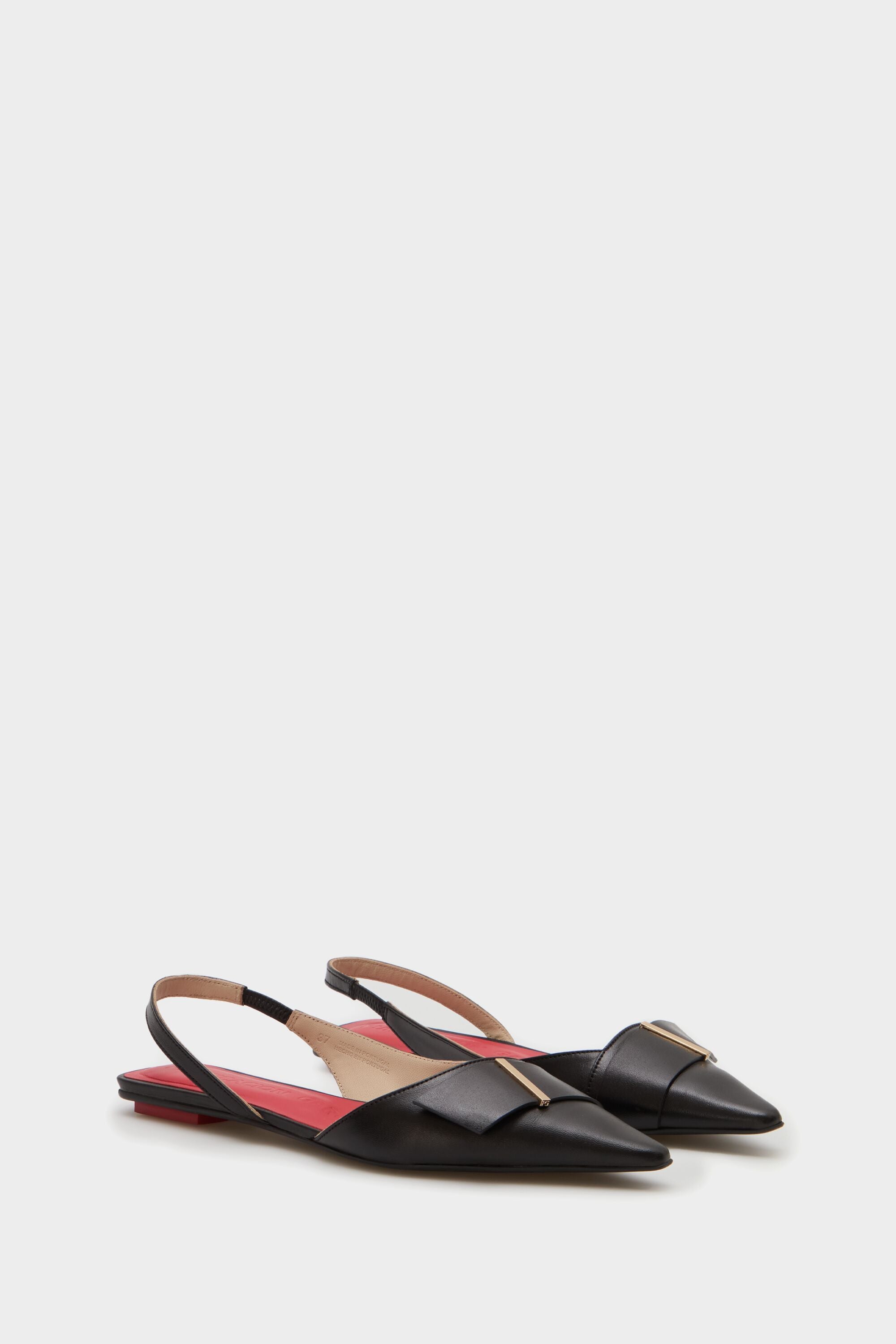 ●Fallett● Glossy Leather Slingback Black FA2403BG01BK Valentino Garavani VLogo Signature Patent Leather Slingback