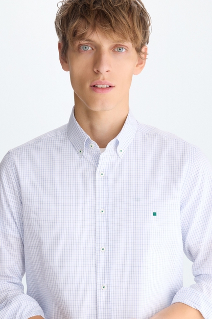 WINDOWPANE CHECK POPLIN SHIRT