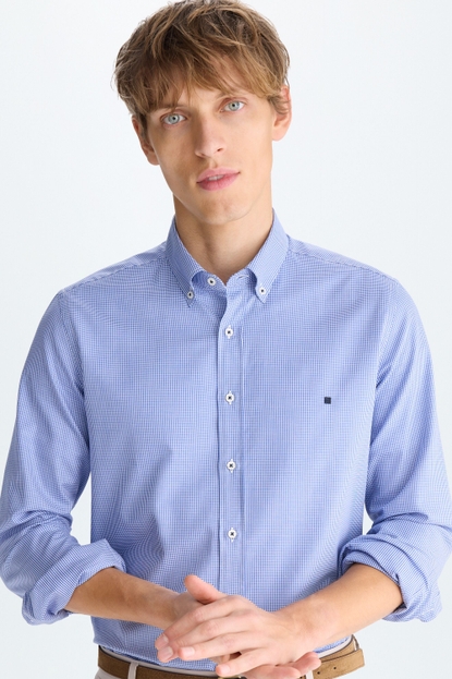 MICRO GINGHAM CHECK POPLIN SHIRT