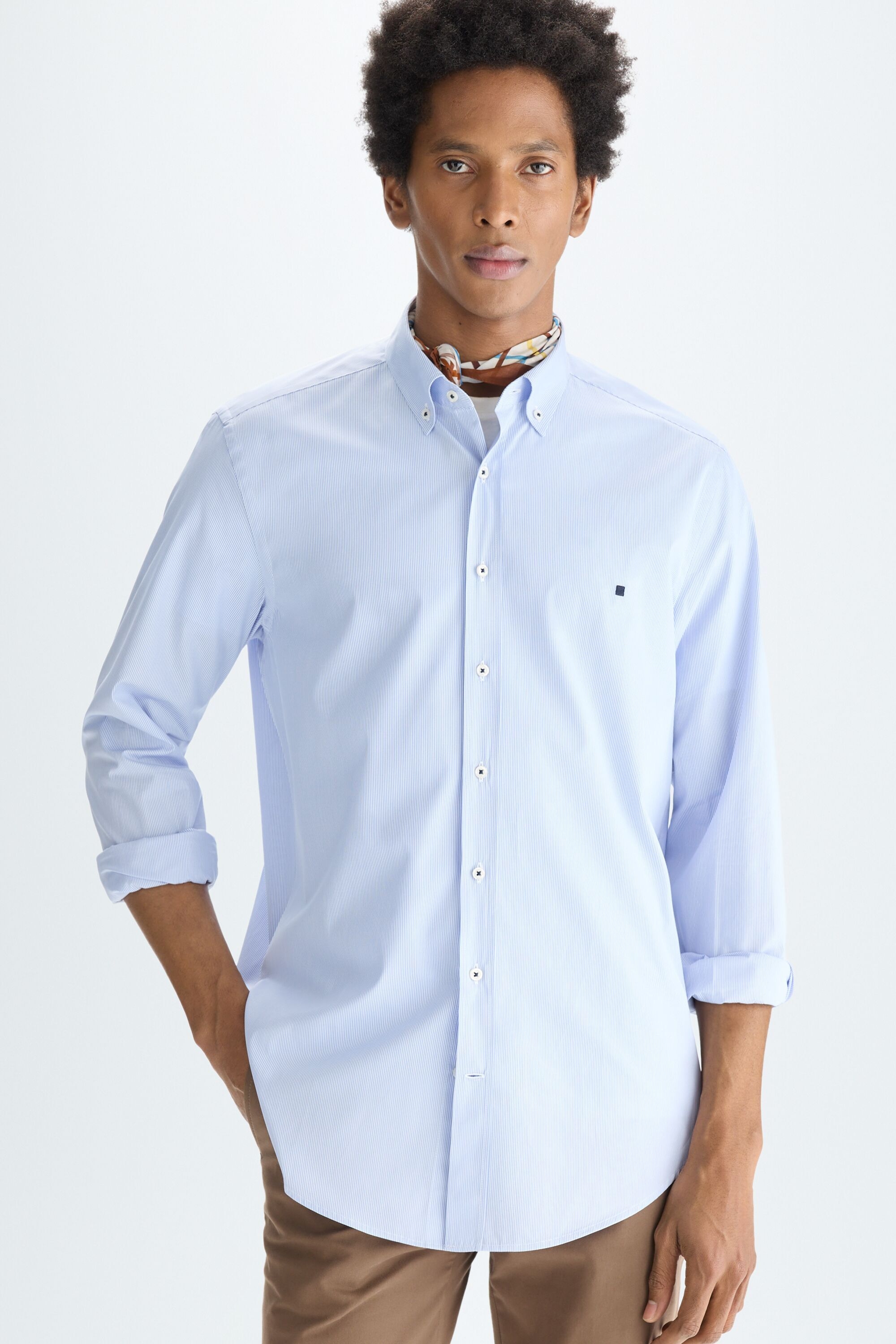 Needle striped poplin shirt