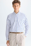 Windowpane check poplin shirt