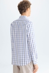 Windowpane check poplin shirt