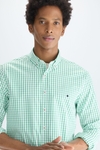 Windowpane check poplin shirt