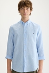 Micro check linen shirt