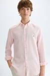 Micro check linen shirt