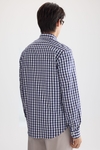 Gingham check poplin shirt