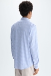 Windowpane check twill shirt