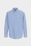 Windowpane check twill shirt