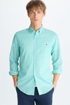 Gingham check linen cotton shirt