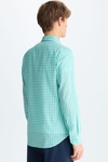 Gingham check linen cotton shirt