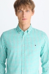 Gingham check linen cotton shirt