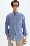 Gingham check poplin shirt