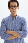 Gingham check poplin shirt