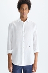 Spread collar linen shirt