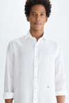 Spread collar linen shirt