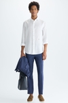 Spread collar linen shirt