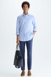 Spread collar linen shirt