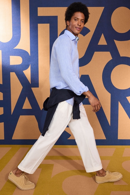 SPREAD COLLAR LINEN SHIRT
