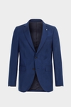 Zig-zag woven wool classic fit suit jacket