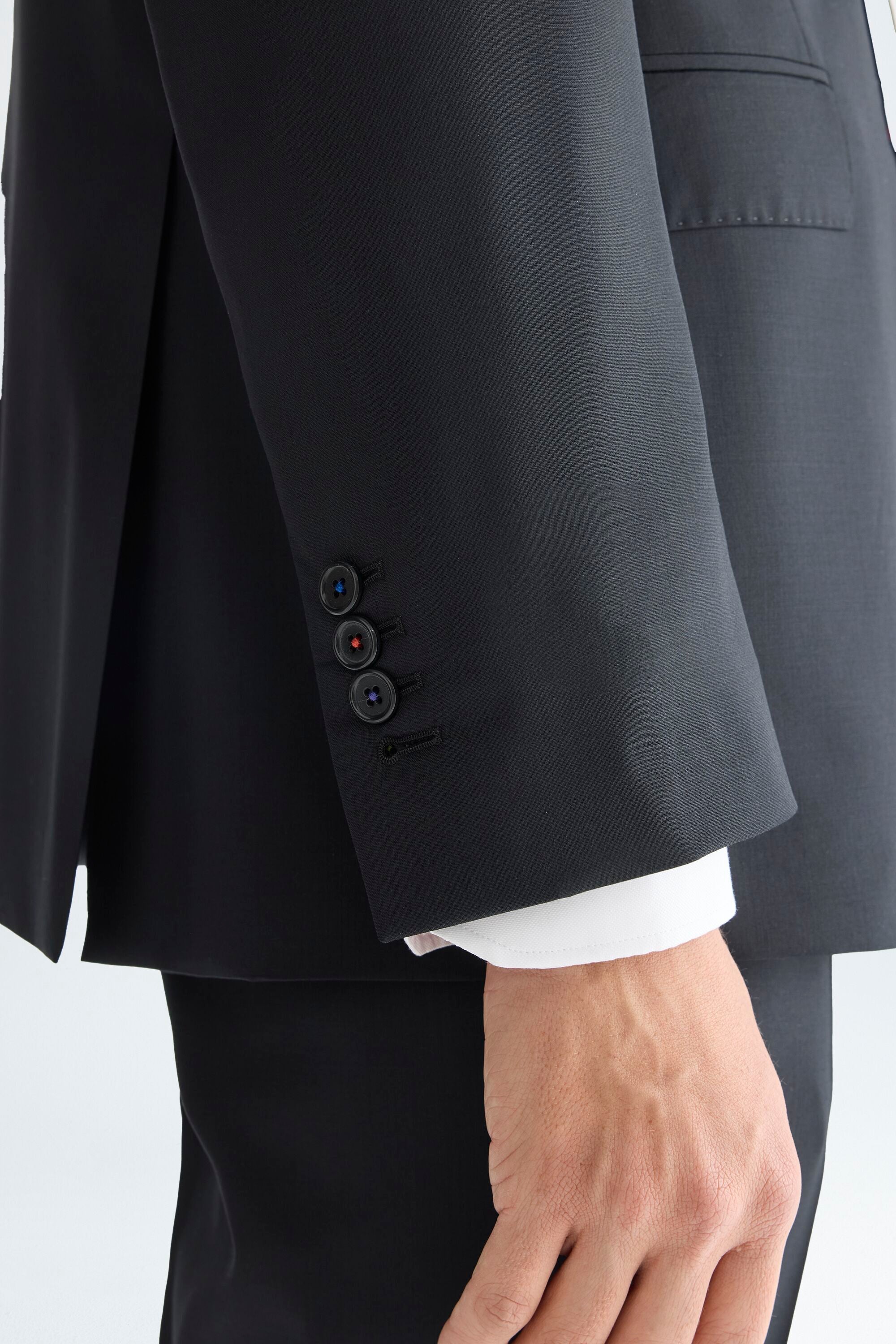 Tropical wool classic fit suit jacket black - Purificacion
