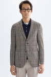 Prince of Wales check cotton knit relaxed fit blazer