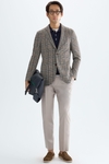 Prince of Wales check cotton knit relaxed fit blazer