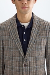 Prince of Wales check cotton knit relaxed fit blazer