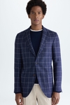 Windowpane check wool bouclé relaxed fit blazer