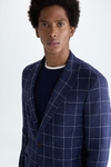 Windowpane check wool bouclé relaxed fit blazer