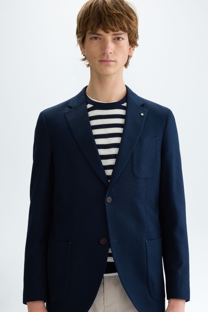 TEXTURED COTTON RELAXED FIT BLAZER