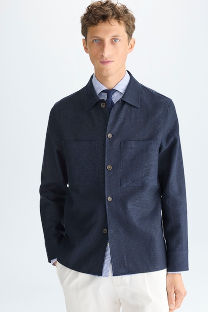 LINEN COTTON TEXTURED OVERSHIRT