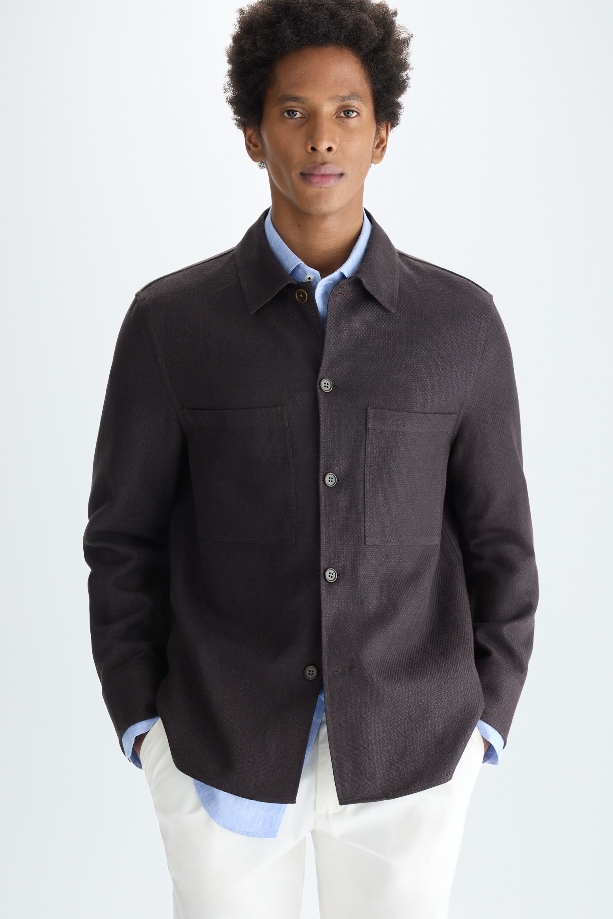 Linen cotton textured overshirt