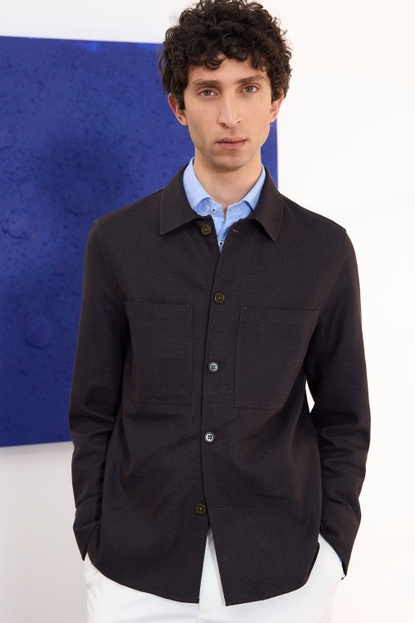 LINEN COTTON TEXTURED OVERSHIRT