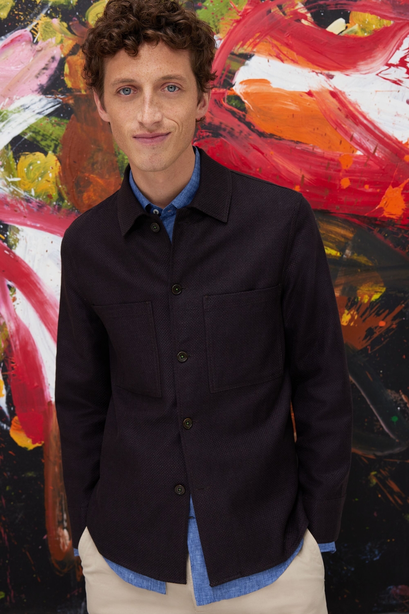 LINEN COTTON TEXTURED OVERSHIRT