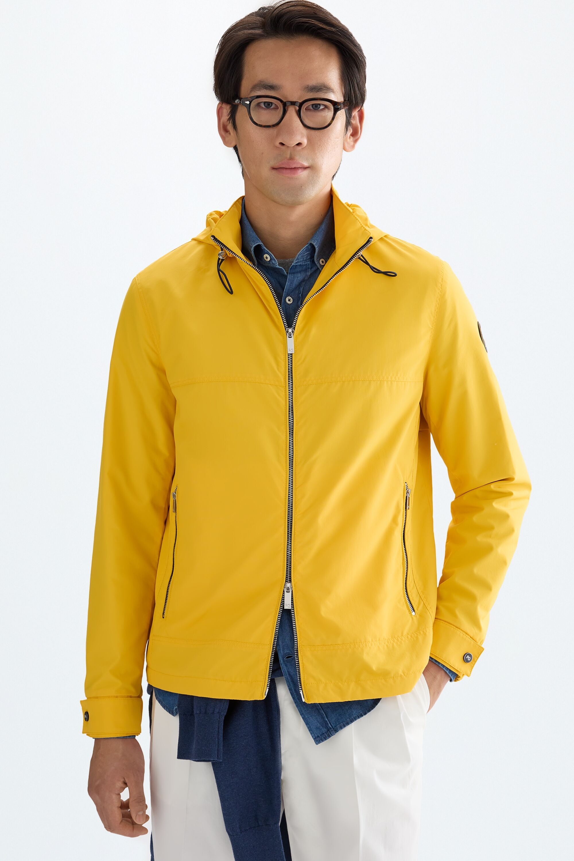 Hooded technical nylon jacket