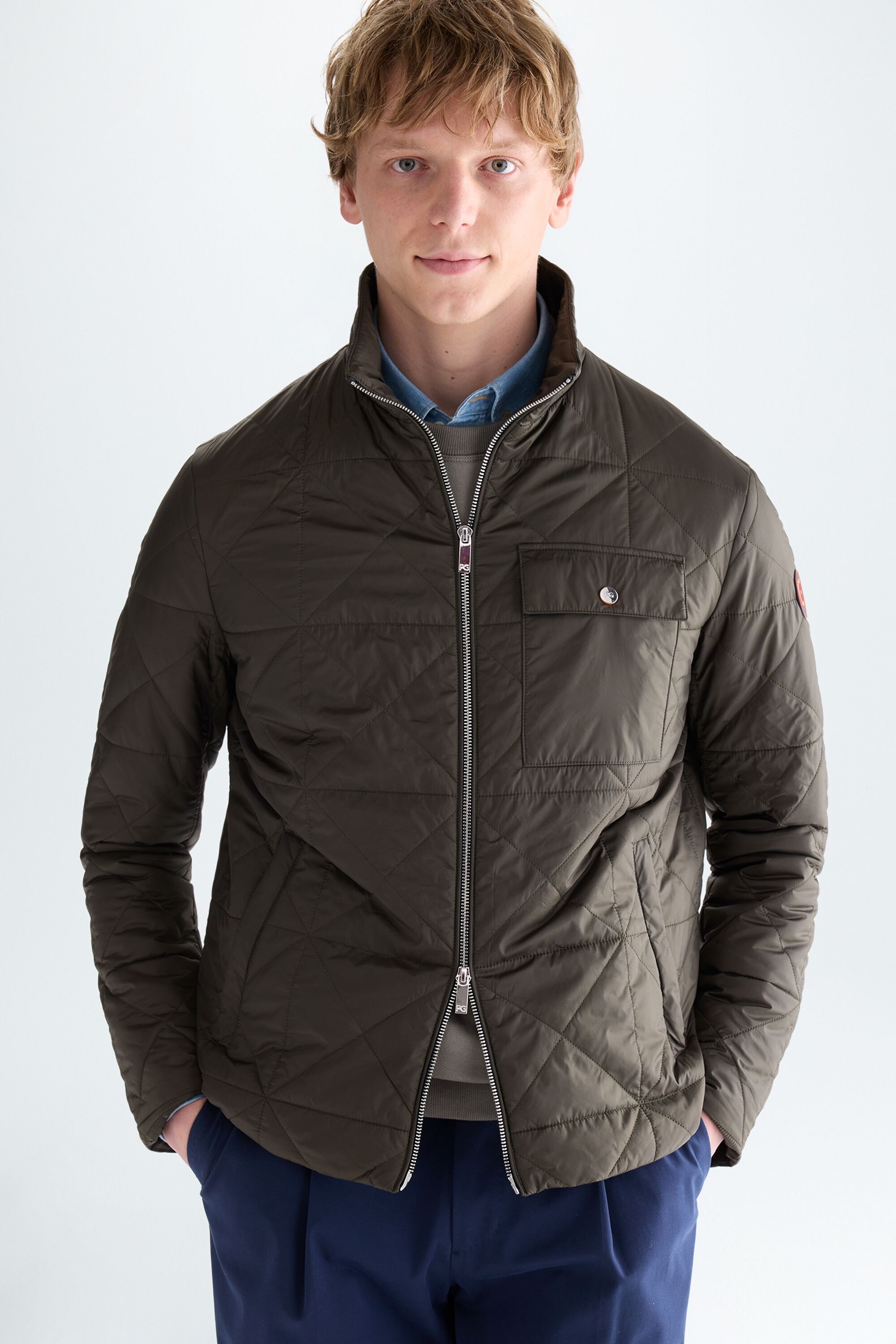 Origami quilted technical nylon jacket