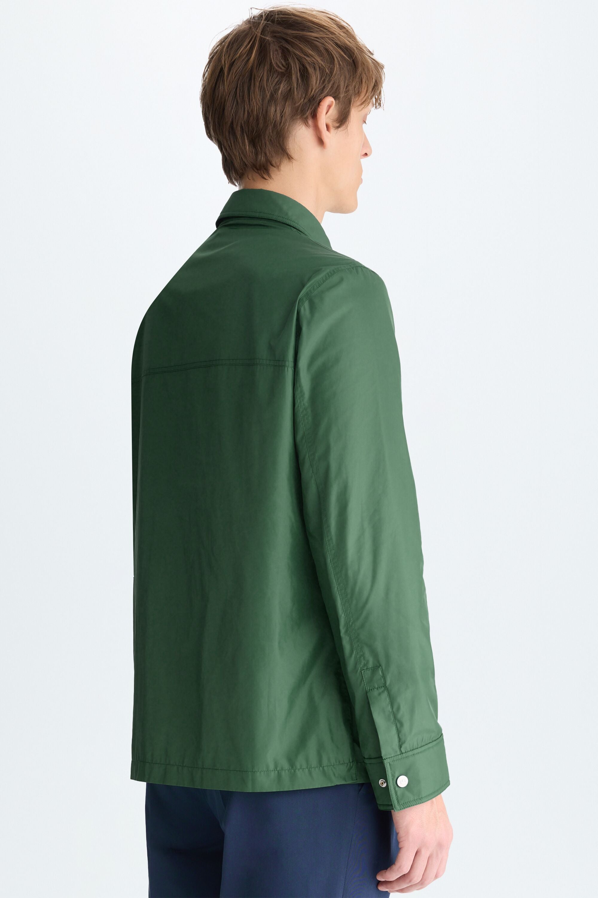 Pockets technical nylon overshirt green - Purificacion