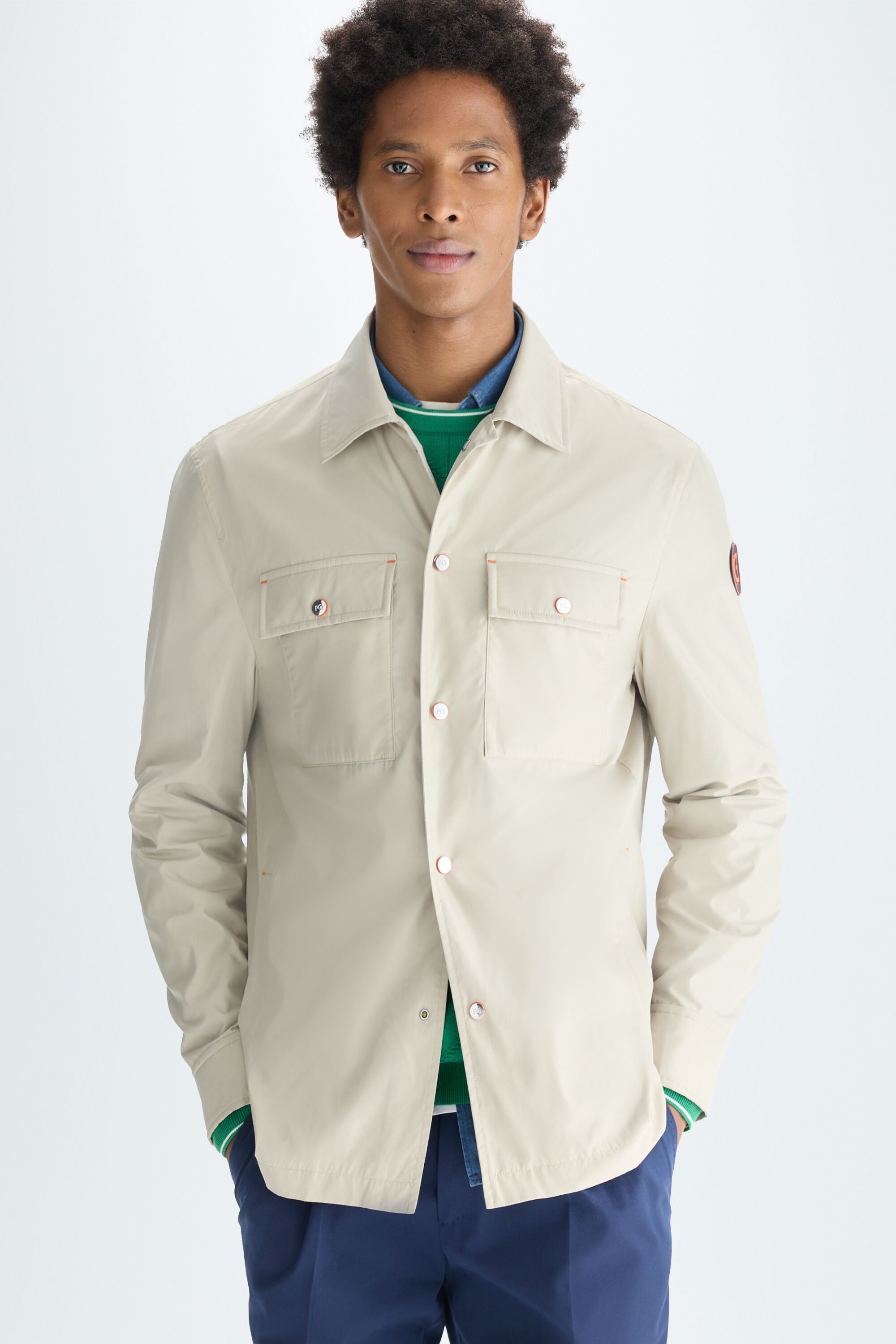 Mesh-textured technical nylon overshirt