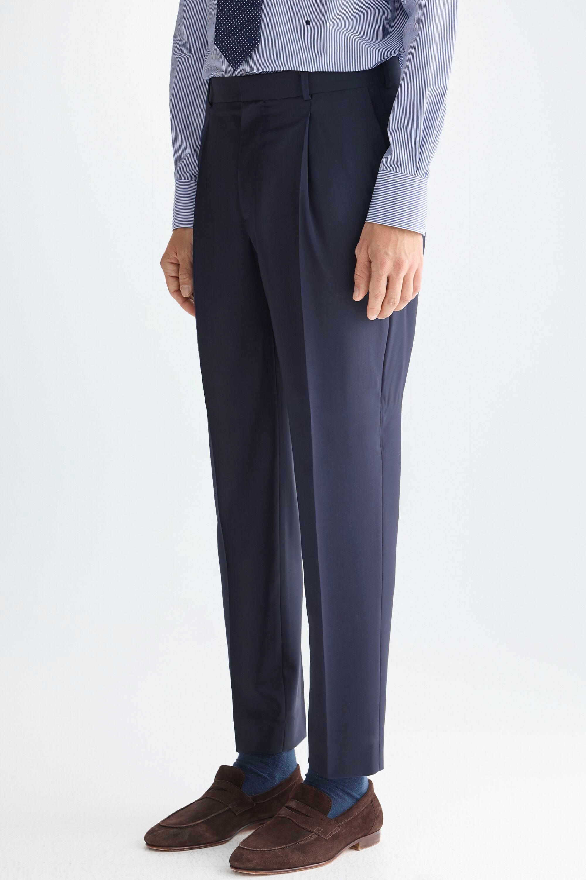 Tropical wool relaxed fit suit trousers