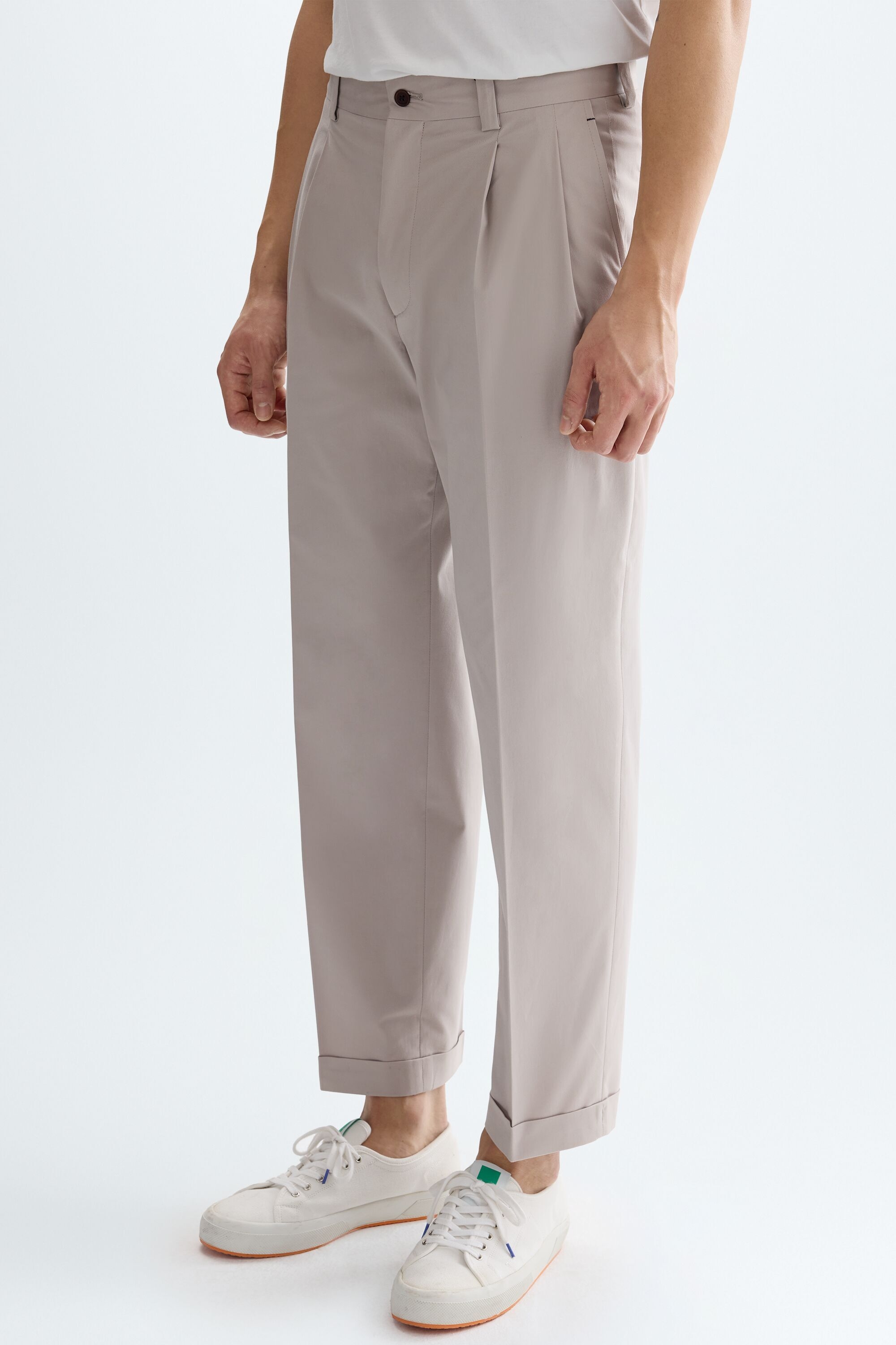 Cotton twill relaxed fit trousers