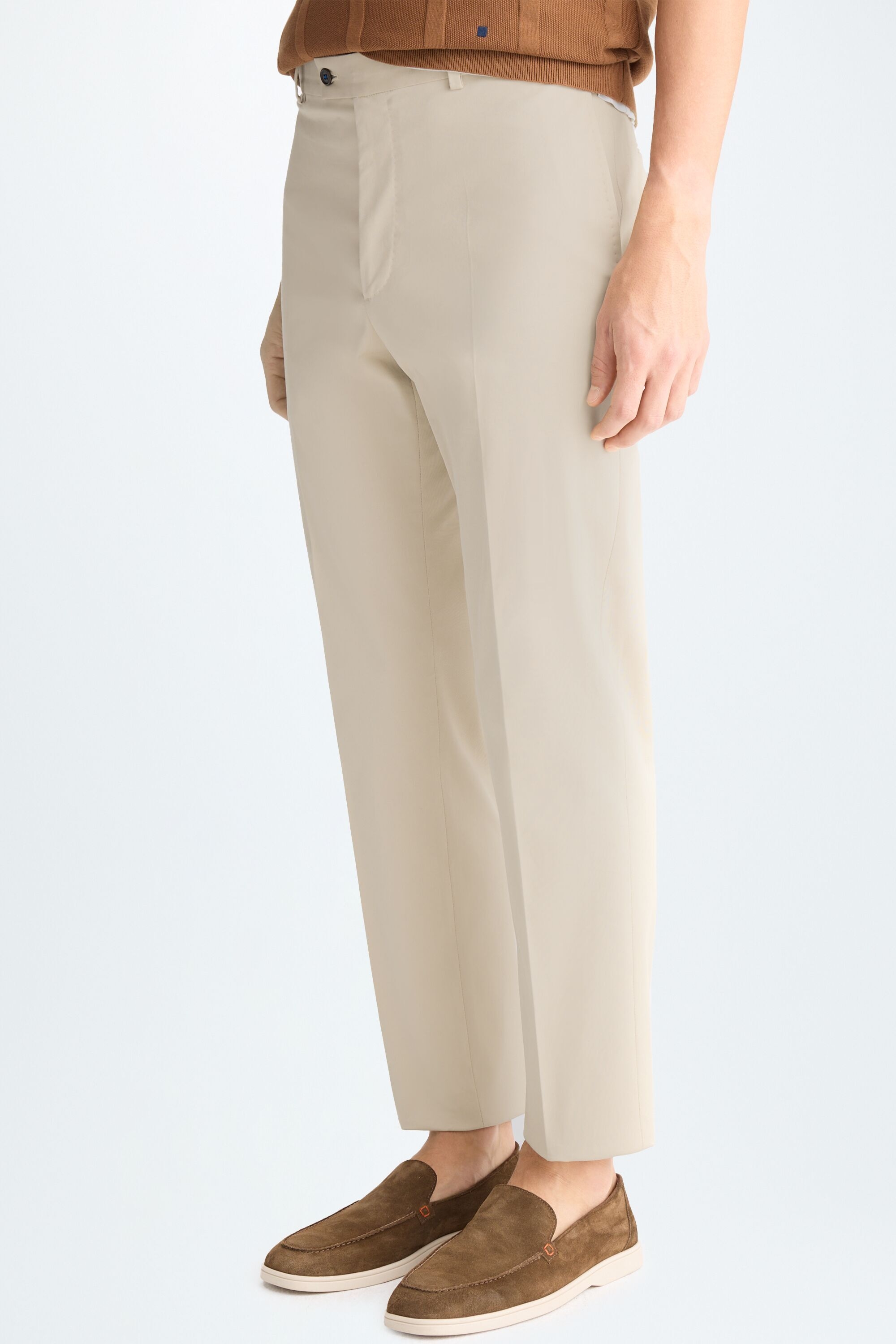 Cotton twill classic fit suit trousers