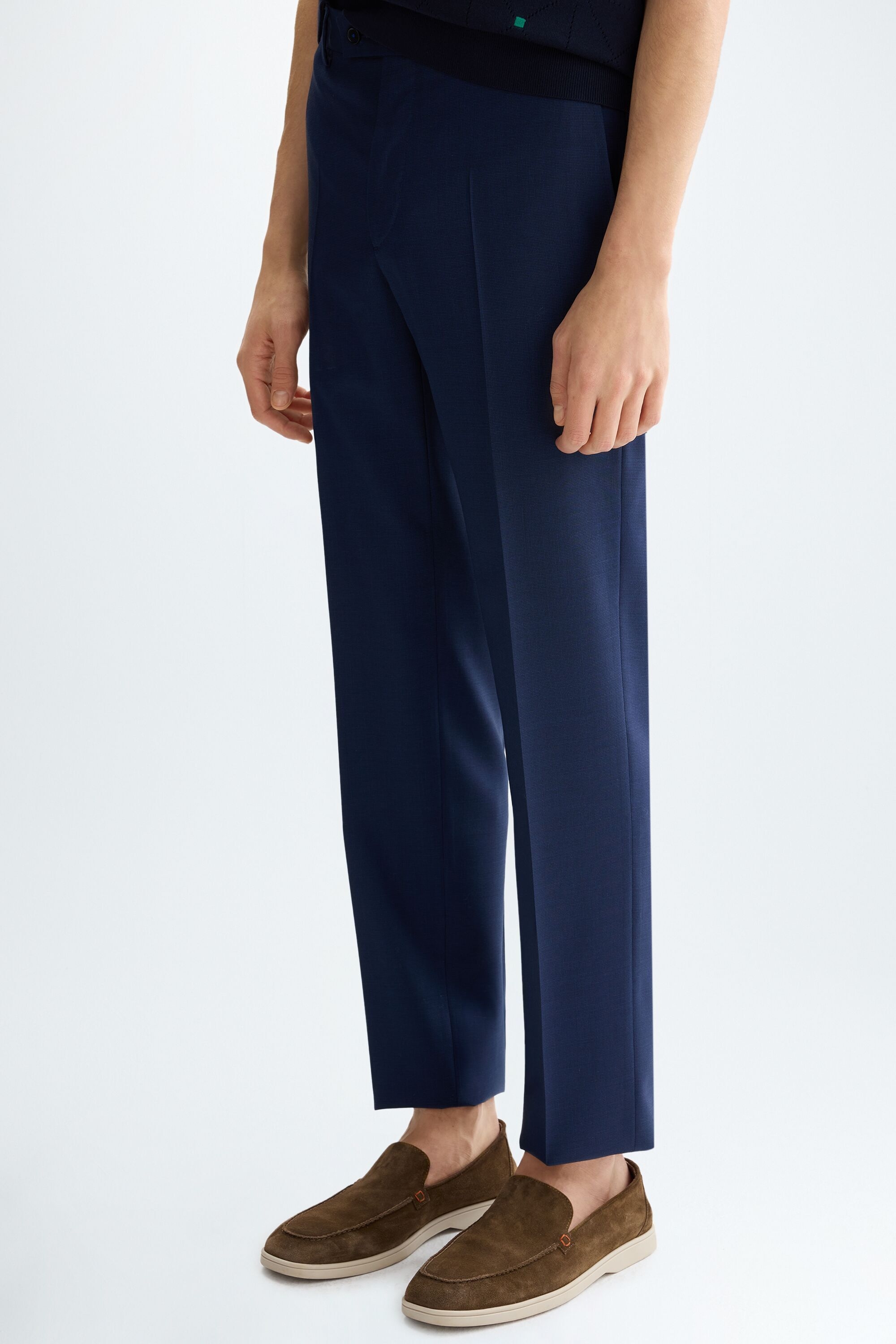 Wool fil-à-fil classic fit suit trousers