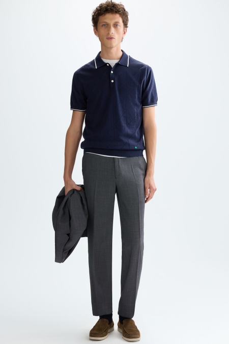 WOOL BIRD'S EYE WEAVE CLASSIC FIT SUIT TROUSERS