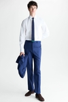 Wool micro zig-zag weave classic fit suit trousers