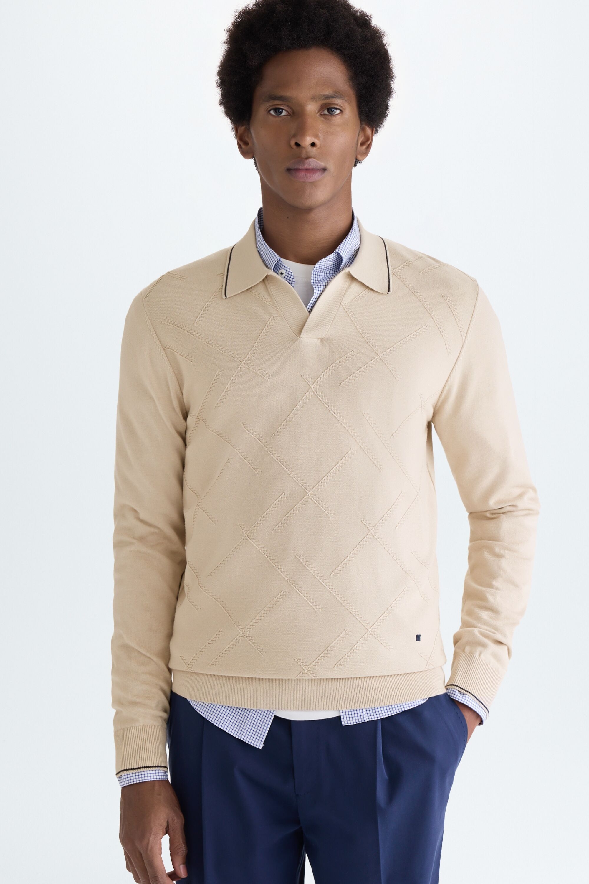 Jersey algodón pima Origami cuello polo